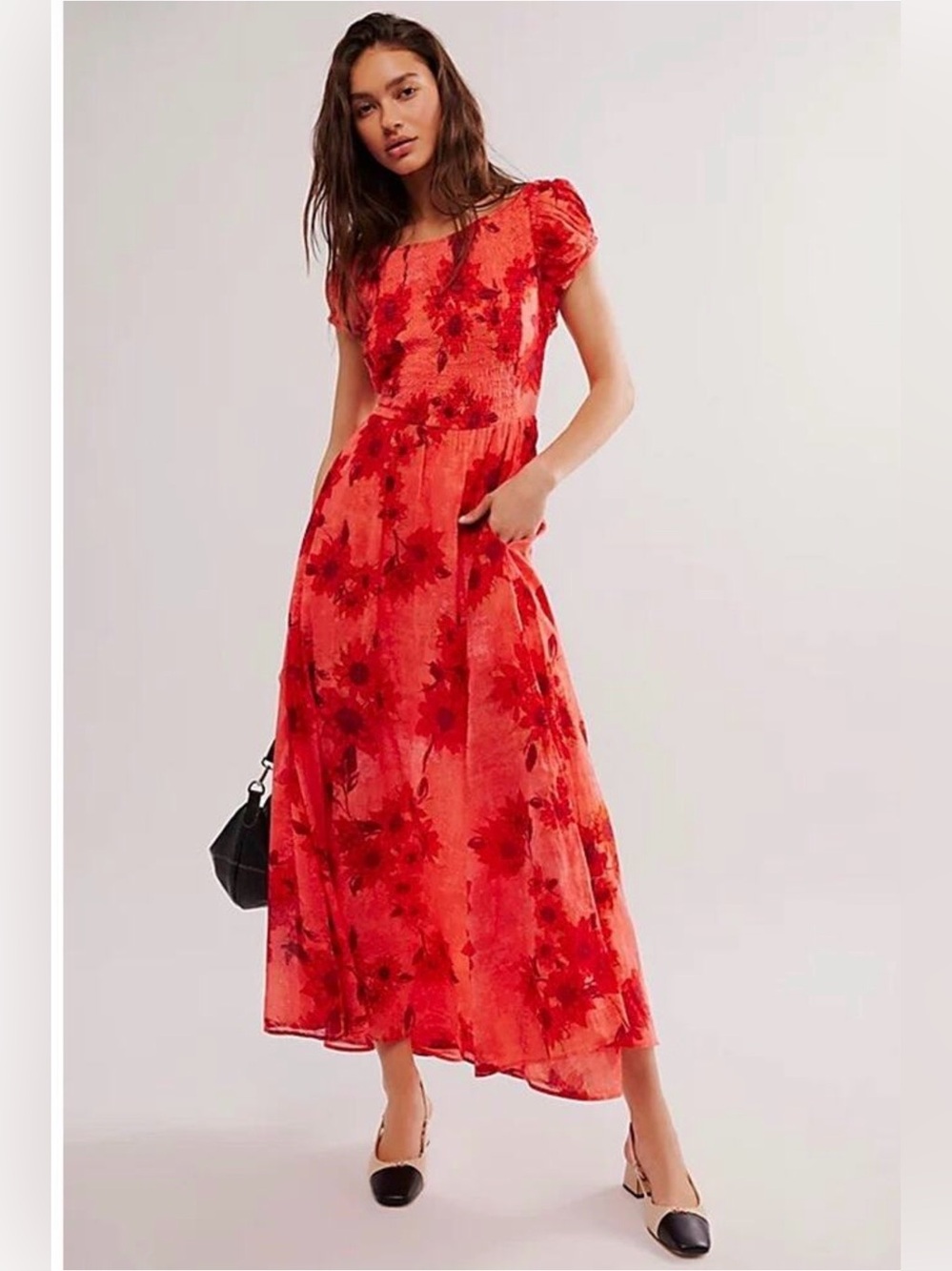 Free People Ultraviolet Floral Maxi Dress L Open Back Romantic Boho